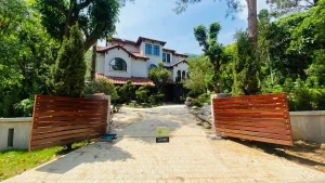 Cổng gỗ tự động 2 cánh mang lại giá trị thẩm mỹ cao