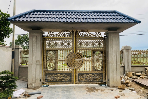 mẫu cổng nhôm đúc tự động đẹp